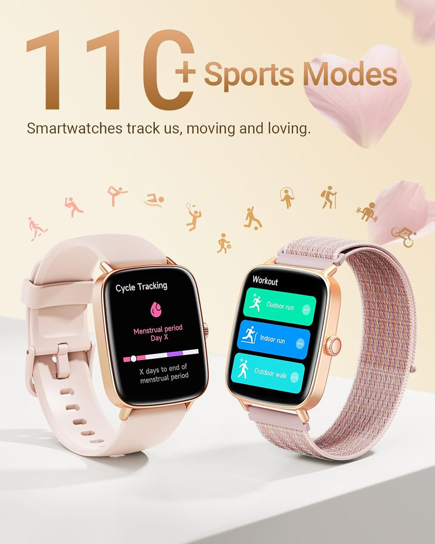 Smart Watch Fitness Tracker HD Screen SpO2 Heart Rate Monitor Black 1.85-inch