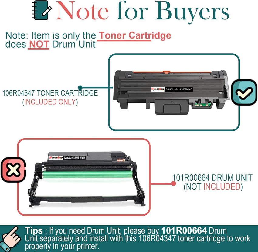HenceBuy Compatible B210 B205 B215 Toner Cartridge 106R04347 for Xerox B210 B210DNI B205 B205DNI B205MFP B215 B215DNI B215MFP Printers 3000 Pages ( Black, 1-Pack )