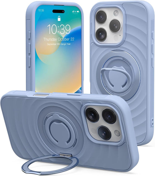 Mowei Compatible with Phone 16 Pro Case, Magnetic AntSlip Added Grip Military-Grade Drop Protection, AntFingerprint Phone Case for Phone 16 Pro 6.3-inch (2024)-Blue Linen