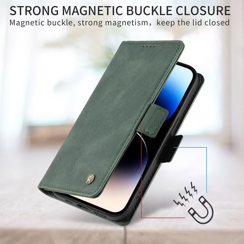 ILING Case for Xiaomi Redmi Note 11 Pro+ Plus 5G, Ultra-thin Leather PU Skin Wallet Cover Flip Folio Shockproof Case with Card Slots, Kickstand, Magnetic Close, RFID Blocking (Green)