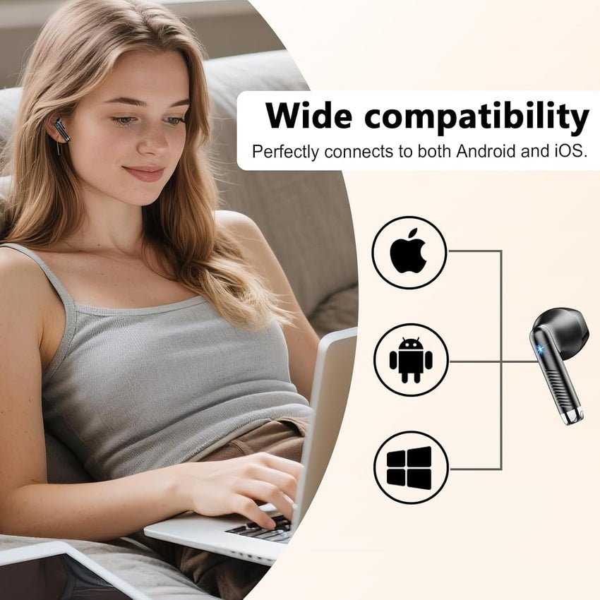 Wireless Earbuds, Bluetooth 5.4 Headphones NEW Wireless Headphones with 4 ENC Mic, 56H Bluetooth Earphones in Ear Noise Cancelling Deep Bass, Mini Ear Buds Bluetooth Earbuds IP7 Waterproof LED Display