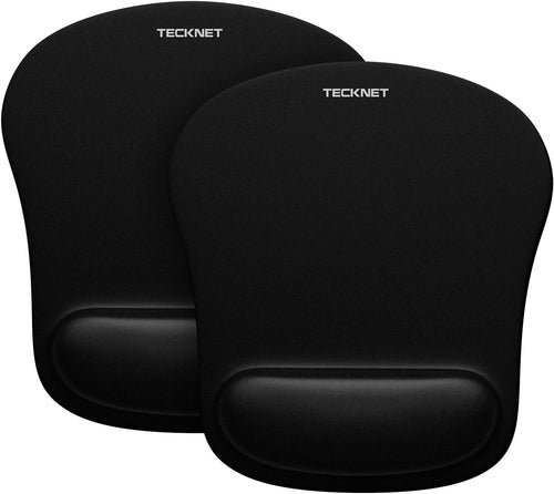 TECKNET 3 Pack Gaming Ergonomic Mouse Pad with Wrist Support Black | Soft Memory Foam, Fast Rebound, Pain Relief Waterproof Surface, Non-slip Base