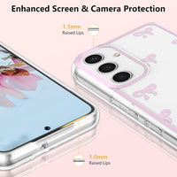 Knoowcase for Samsung Galaxy A35 Case Cute Bowknot Pattern Clear Soft TPU Shockproof Phone Case for Galaxy A35 Women Girls, Slim Fit Silicone Bumper Shell Drop-Protection Transparent Cover,Pink
