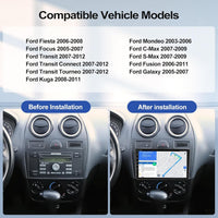 CAMECHO 2G+64G Android 13 Car Stereo for Ford Fiesta Focus Kuga Transit Connect Mondeo Smax with Wireless Carplay Android Auto 7" Touch Screen Bluetooth Car Radio with GPS WiFi FM RDS Reversing Camera