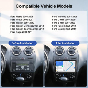 CAMECHO 2G+64G Android 13 Car Stereo for Ford Fiesta Focus Kuga Transit Connect Mondeo Smax with Wireless Carplay Android Auto 7" Touch Screen Bluetooth Car Radio with GPS WiFi FM RDS Reversing Camera