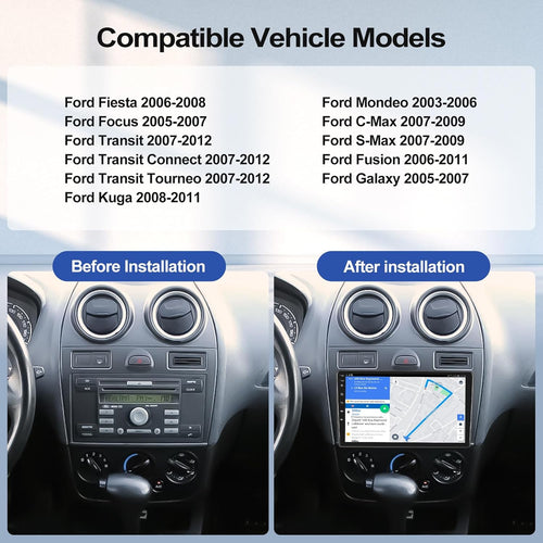 CAMECHO 2G+64G Android 13 Car Stereo for Ford Fiesta Focus Kuga Transit Connect Mondeo Smax with Wireless Carplay Android Auto 7" Touch Screen Bluetooth Car Radio with GPS WiFi FM RDS Reversing Camera