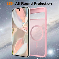 for Google Pixel 9 Pro XL Case, Compatible with MagSafe, Military-Grade Protection, Slim Translucent Matte Skin Feeling Back Cover, Anti-Scratch Shockproof Phone Case for Pixel 9 Pro XL (Pink)