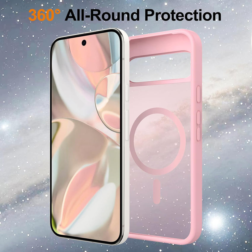 for Google Pixel 9 Pro XL Case, Compatible with MagSafe, Military-Grade Protection, Slim Translucent Matte Skin Feeling Back Cover, Anti-Scratch Shockproof Phone Case for Pixel 9 Pro XL (Pink)