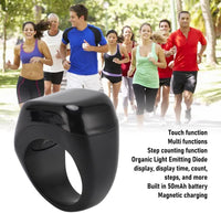 Electronic Finger Counter Smart Tasbeeh Digital Tasbih Vibration Reminder Touch Control 0.42in Screen Black