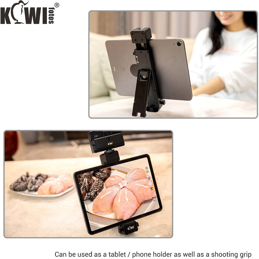 KIWIFOTOS Smartphone Stand with Adjustable Clamp, iPad Holder with 1/4-20â Screw & Cold Sho Tablet Stand Compatiable with iPhone 17 16 15 14 13 12 11 & iPad Air iPad Pro iPad Mini