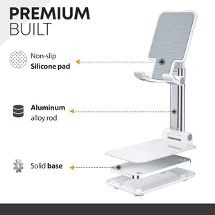 ZEPTRON Mobile Stand Holder - Portable & Adjustable Desk Cell Phone Stand for iPhone 15 14 Pro Max Plus, 13 12 Pro Max Mini, 11 Pro, Xs, XR, X, 8, 6s, SE, Samsung S23, 4"-8" Mobile Phones
