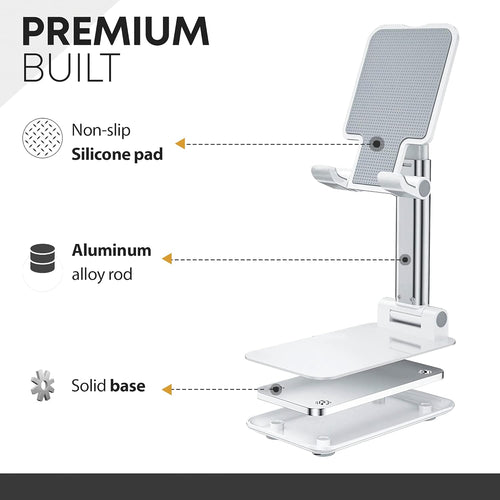 ZEPTRON Mobile Stand Holder - Portable & Adjustable Desk Cell Phone Stand for iPhone 15 14 Pro Max Plus, 13 12 Pro Max Mini, 11 Pro, Xs, XR, X, 8, 6s, SE, Samsung S23, 4"-8" Mobile Phones