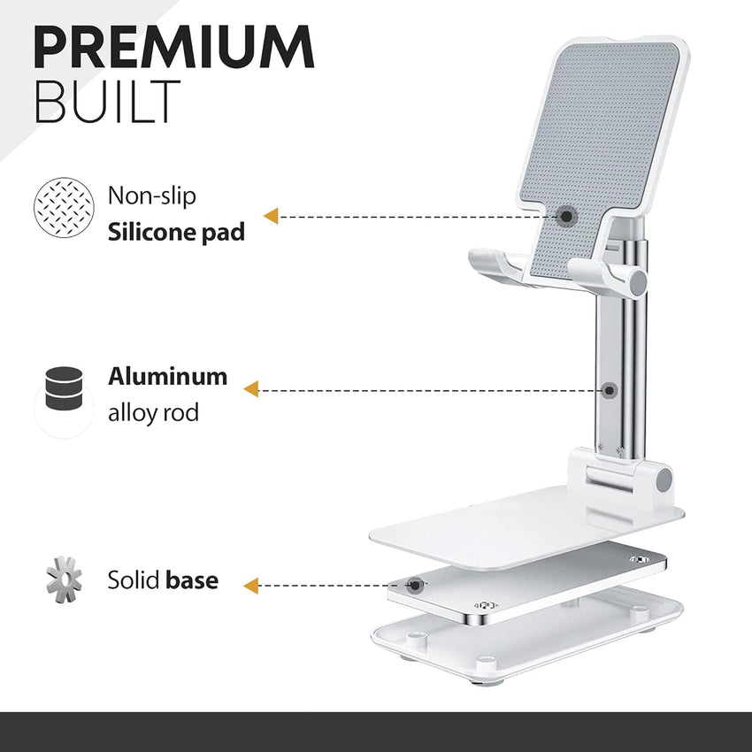 ZEPTRON Mobile Stand Holder - Portable & Adjustable Desk Cell Phone Stand for iPhone 15 14 Pro Max Plus, 13 12 Pro Max Mini, 11 Pro, Xs, XR, X, 8, 6s, SE, Samsung S23, 4"-8" Mobile Phones