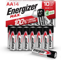 Energizer Max - AA Batteries (14 Pack) - Double A 1.5V Battery - Long Lasting Alkaline Power for Everyday Devices - 100% Recyclable Plastic Free Packaging - 10 Year Shelf Life [Amazon Exclusive]