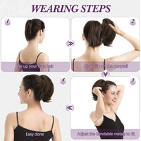 Ponytail Hairpiece 20cm Claw Clip Flexible Wires â Dark Brown