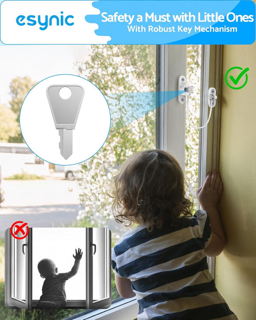 eSynic UPVC Window Restrictors 10pack Window Restrictor for Cat Child Safety Window Lock with Self Screws Keys Limiting Opened Distance and Ventilation for PVC, Wood, or Aluminum Window