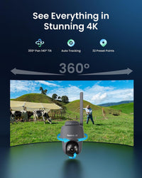 Reolink 4K 4G Solar Outdoor Security Camera AI Detection Colour Night Vision â Black + Solar Panel