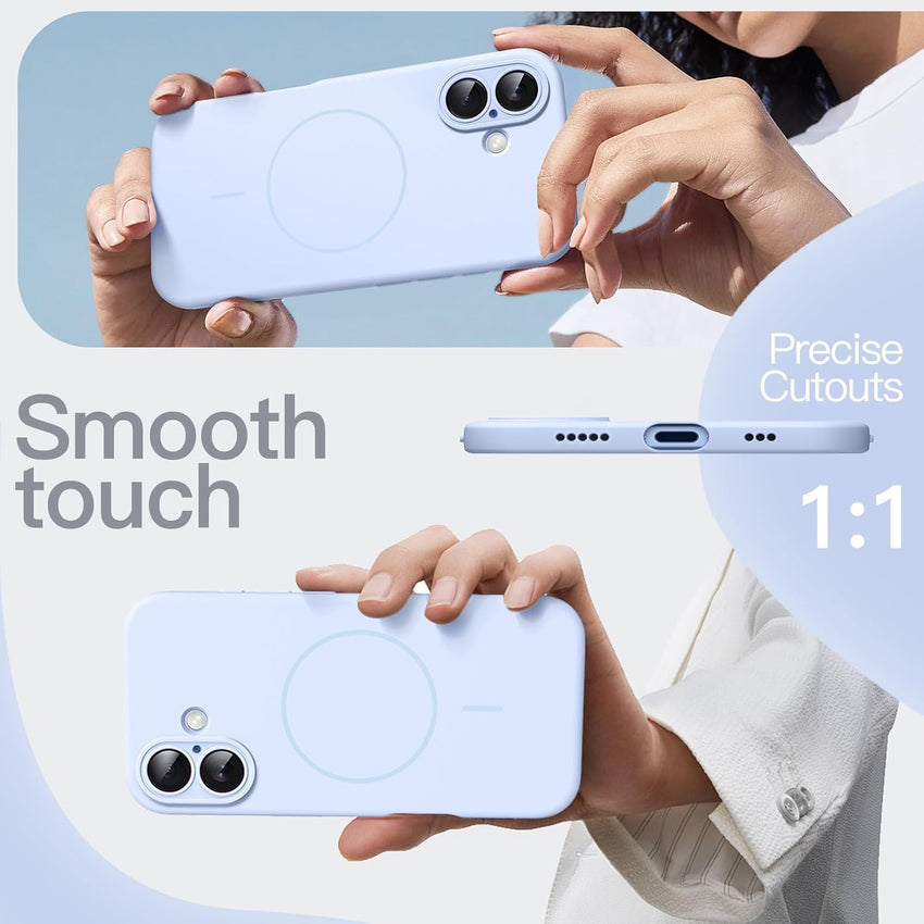 JETech Magnetic Silicone Case for iPhone 17 6.3-Inch, Compatible with MagSafe, Silky Soft Touch, Shock Absorbing Phone Cover with Camera Lens Protection (Blue)