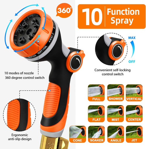 Expandable Garden Hose Flexible Retractable 10âFunction Spray â 50ft