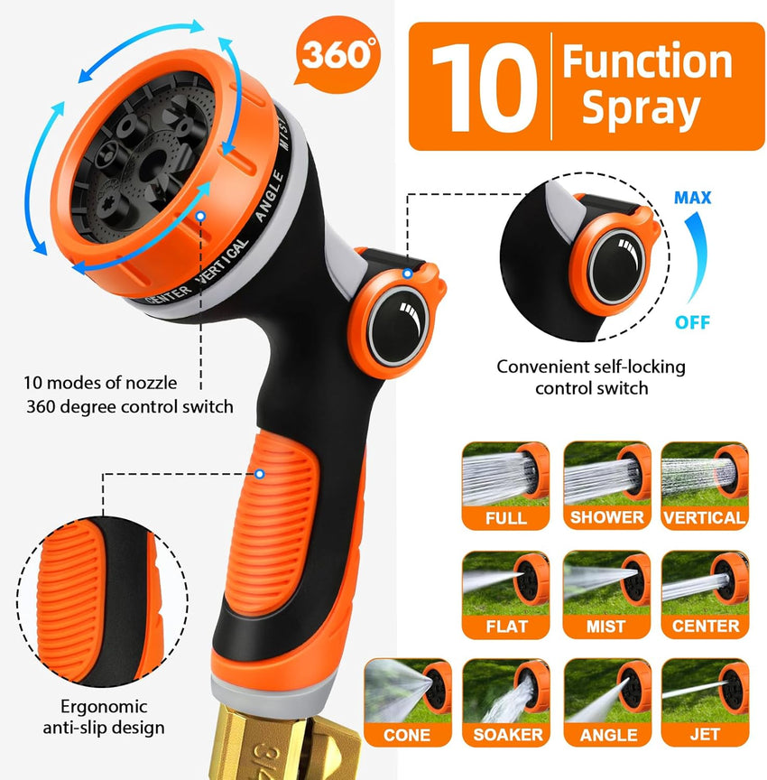 Expandable Garden Hose Flexible Retractable 10âFunction Spray â 50ft