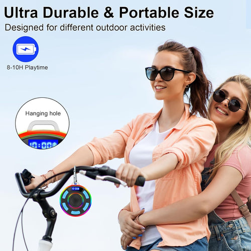 PRSCFUM Bluetooth Shower Speaker, Portable Wireless IP7 Waterproof Speaker 360^0 Surround Sound, Bulit-in Mic, LED Light, Bathroom with Suction Cup for Bathroom, Party, Outdoor, Trave, Blue