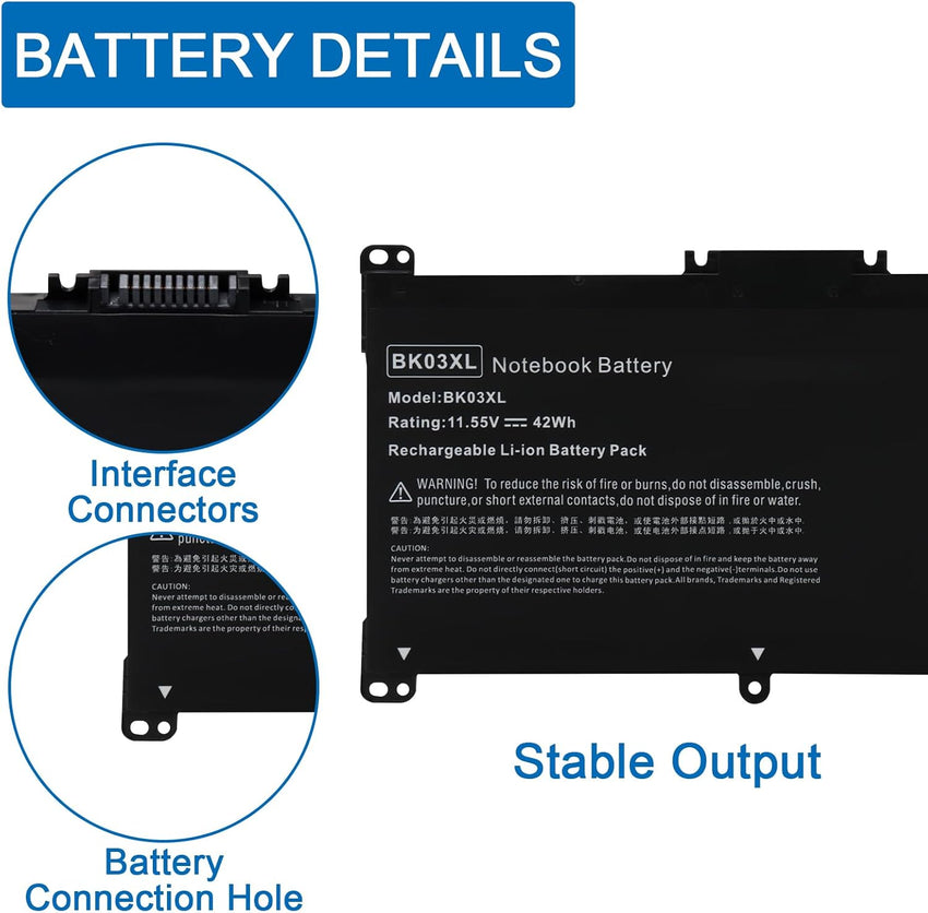 BK03XL HSTNN-LB7S UB7G Battery for HP Pavilion X360 14-BA 14M-BA Series 14-BA253CL 14M-BA114DX 14M-BA011DX 14-BA1XX 14-BA2XX 14-BA153CL 14-BA125CL 14M-BA013DX 14-BA175NR 14M-BA1XX 14M-BA0XX 916811-855
