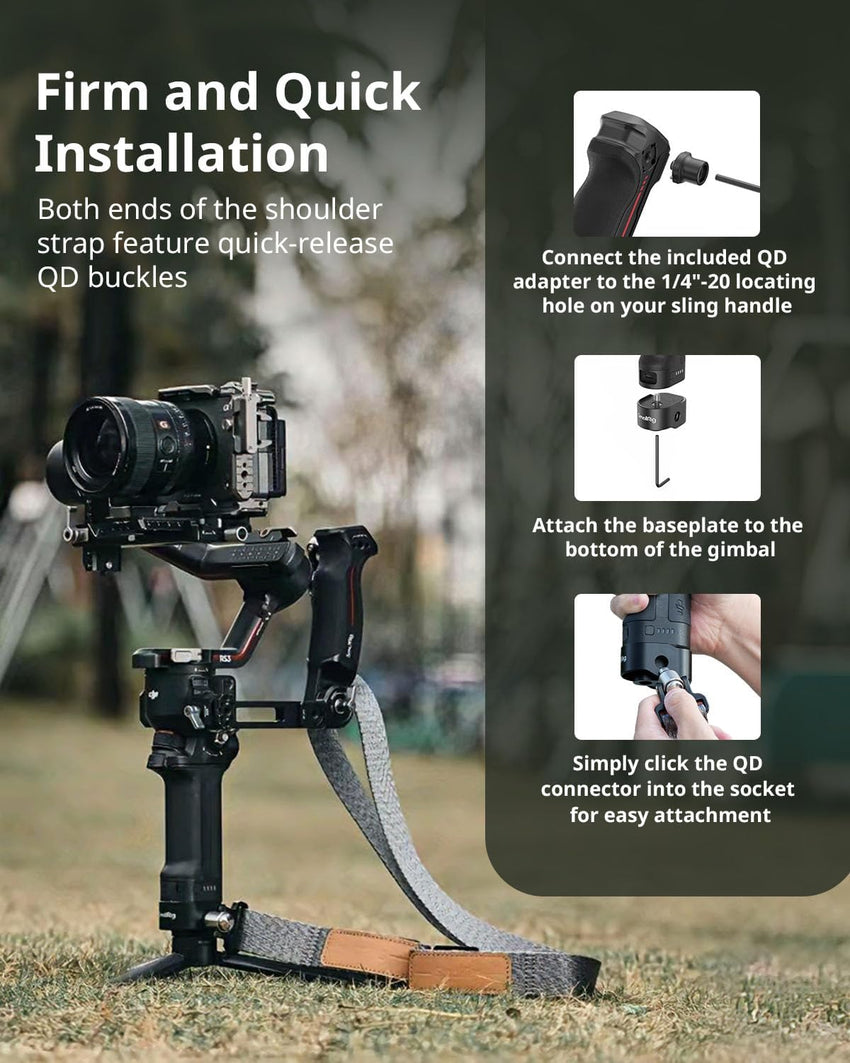 SMALLRIG RS 4 RS 3 RS 2 Weight-Reducing Shoulder Strap Compatible with Sling Handle for DJI, Gimbal Belt with QD Quick Release Buckles for DJI RS 4 Pro/RS 4/ RS 3 Pro/RS 3/ RS 2 Gimbal - 4118