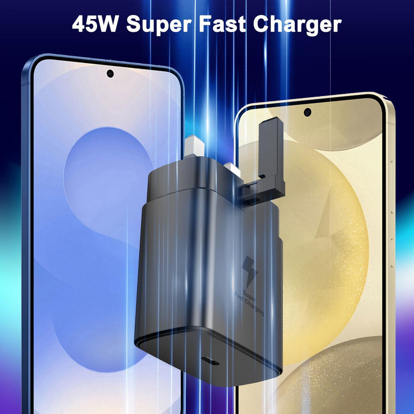 45W USB C Fast Charger compatible with Samsung Galaxy S25/S25+/S25 Ultra/S24/S24 Ultra/S23/S23 Ultra/S22/S21/Z Fold 6, Type C Charger Plug Fast Charging USB C plug with 2M USBC to Type C Cable