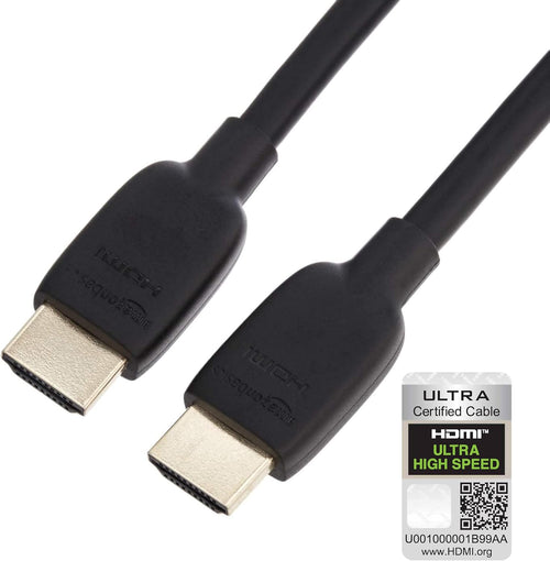 Amazon Basics HDMI Cable, 48Gbps High-Speed, 8K@60Hz, 4K@120Hz, Gold-Plated Plugs, Ethernet Ready, 0.9 m, Black