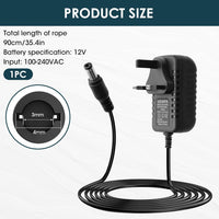12V 1A Power Supply Adapter UK Plug, AC 100-240V to DC 12V Charger with 5.5x2.1mm Jack, Compatible with Ride On Car LED Strip CCTV Camera Monitor Router, Smart Protection Power Adapter for Home Use