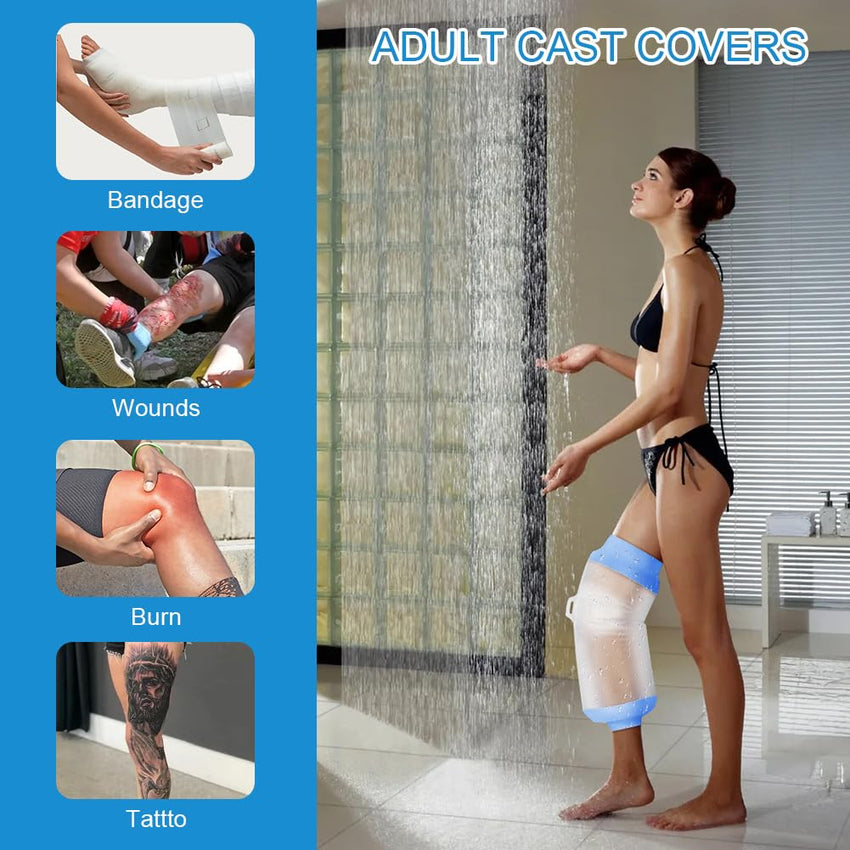 Waterproof Knee Cast Cover Reusable Shower Protector Watertight Seal MEDIUM Adult