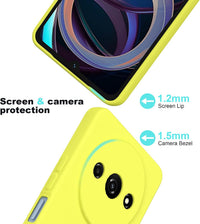 BUTISHIYU Case Compatible with Xiaomi Redmi A3 4G with 1 Tempered Glass Screen Protector, Silicone Slim Fit Shockproof Anti-Scratch Case for Xiaomi Redmi A3 4G - Yellow