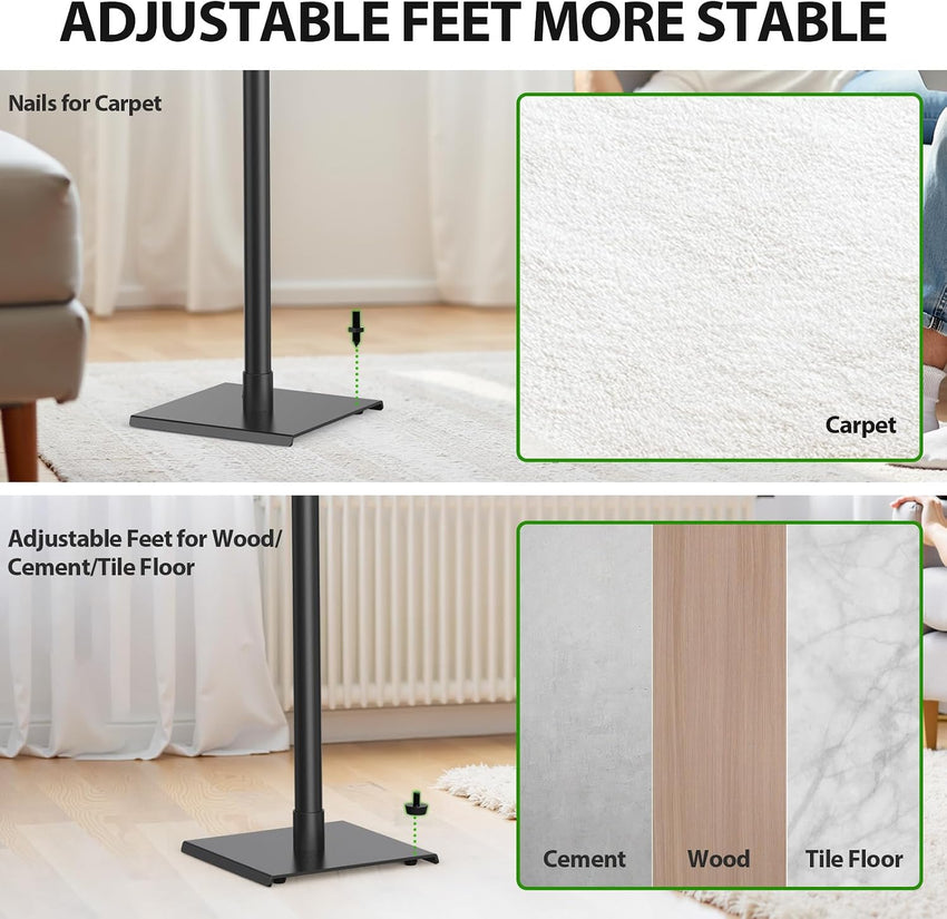 Height-Adjustable Speaker Stands 84â108cm Heavy-Duty, Pair â Black