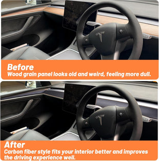 awagas 4 Pcs [Right Drive] ABS Tesla Model 3 Y Dashboard Cover Wrap and Inner Front Door Trim Panel Armrest Cover, Car Interior Dashboard Cover Accessories Fit Tesla Model 3/y 2019-2023