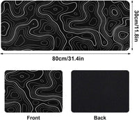Topographic Map Desk Mat, Large Mouse Pad 800x300x3 mm, Gaming Mouse Mat, Big Full Keyboard Desk Mat, Waterproof Non-Slip Mouse Mat Pad, Rubber Base, for Keyboard Computer PC Gamer Desk Office