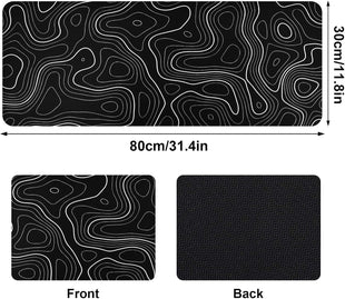 Topographic Map Desk Mat, Large Mouse Pad 800x300x3 mm, Gaming Mouse Mat, Big Full Keyboard Desk Mat, Waterproof Non-Slip Mouse Mat Pad, Rubber Base, for Keyboard Computer PC Gamer Desk Office