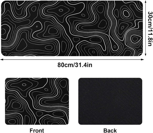 Topographic Map Desk Mat, Large Mouse Pad 800x300x3 mm, Gaming Mouse Mat, Big Full Keyboard Desk Mat, Waterproof Non-Slip Mouse Mat Pad, Rubber Base, for Keyboard Computer PC Gamer Desk Office