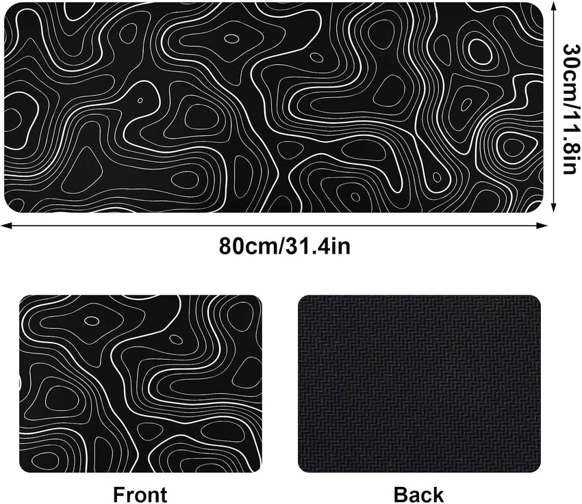 Topographic Map Desk Mat, Large Mouse Pad 800x300x3 mm, Gaming Mouse Mat, Big Full Keyboard Desk Mat, Waterproof Non-Slip Mouse Mat Pad, Rubber Base, for Keyboard Computer PC Gamer Desk Office