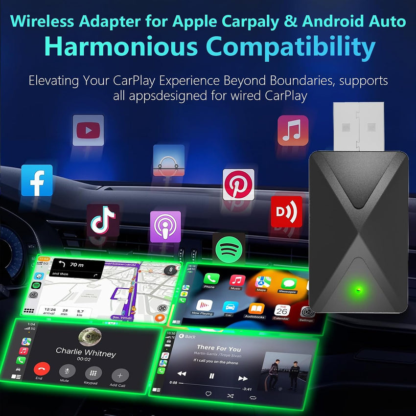 Wireless CarPlay Adapter for iPhone and Android Auto Adapter, 2-in-1 2025 New Upgraded Bluetooth Car Play Dongle Convert Factory Wired to Wireless for car Built-in Wired carplay/Android auto