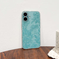 NITITOP Compatible with iPhone 16 Plus Case Cute Clear Green Flower Floral Line Design for Women Girls Transparent Full Camera Slim Soft TPU Shockproof Protective Phone Cover - Green