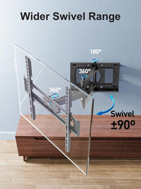 PERLESMITH TV Wall Bracket for 26-60 inch TVs, Swivel Tilt TV Bracket with Tool-free Tilt Adjustment and Spirit Level, Wall Mount Supports up to 40kg, Max VESA 400x400mm PSMFK10