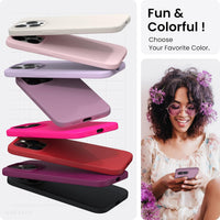 ORNARTO Compatible with iPhone 14 Pro Case 6.1", Slim Liquid Silicone 3 Layers Full Covered Soft Gel Rubber Case Cover 6.1 inch-Lilac Purple
