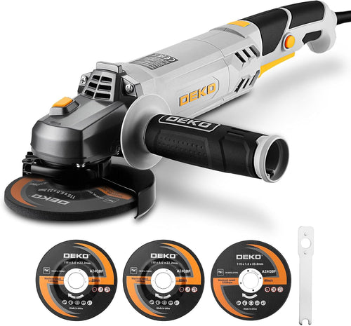 Angle Grinder 900W 115 mm Corded with Long Handle Includes Cutting & Grinding Discs â Silver