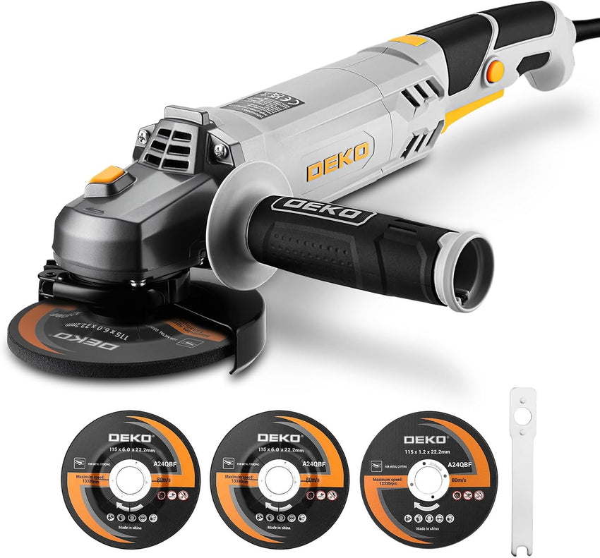 Angle Grinder 900W 115 mm Corded with Long Handle Includes Cutting & Grinding Discs â Silver