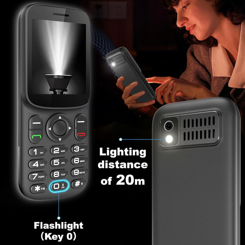 T185 | 4G SIM Free Mobile Phone Unlocked with Dual Nano SIM Slot | 1.8" LCD Screen | Bluetooth | 1000 mAh Battery | FM Radio | Compact Basic Mobile Phone with Torch| Pay As You Go Phones All Carriers