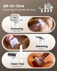 oneisall Dog Grooming Vacuum Kit,Suction 99% Pet Hair,Dog Grooming Brush,Dog Hair Vacuum Groomer with 4 Pet Grooming Tools,Pet Hair Remover