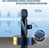 Wireless Lavalier Microphone Mini Clip-On for iPhone Android â 2-Pack