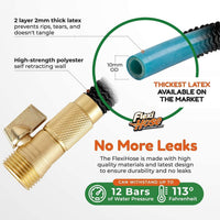 Expandable Garden Hose 50ft with 8-Function Nozzle No-Kink Brass Fittings