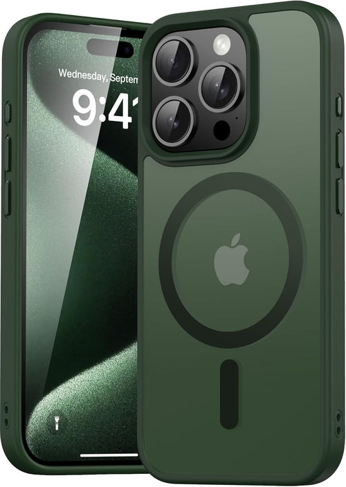 Natiiozie Magnetic Case for iPhone 15 Pro 6.1 inch Compatible with MagSafe,Translucent Matte Slim Case Shockproof Military-Grade Protection iPhone 15 Pro Cover - Green