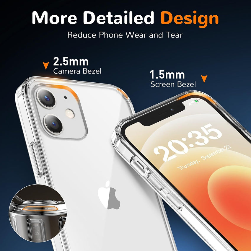 Voyah"ulle Clear Case for iPhone 12/12 Pro, Ultra Thin, Shockproof TPU Cover, Anti-Yellowing, Crystal Clear, Phone Case for Apple iPhone 12/12 Pro - Clear